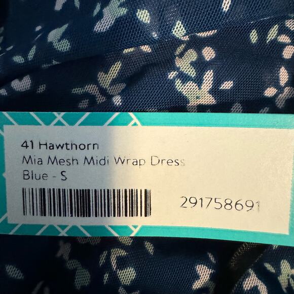 41 Hawthorn Mia Mesh Midi Wrap Dress - Blue NWT Size Small - Picture 6 of 7